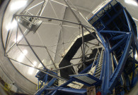 Fisheye view of Keck I telescope and dome, as viewed from dome floor. - Photo Credit: Scott Kardel