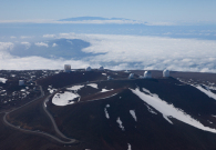 An aerial view of all the telescopes on top of Mauna Kea. - Joey Stein