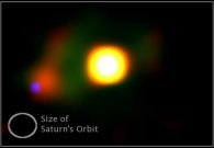 A false-color image of the Mira star system. - Keck/Gemini/HST/Caltech