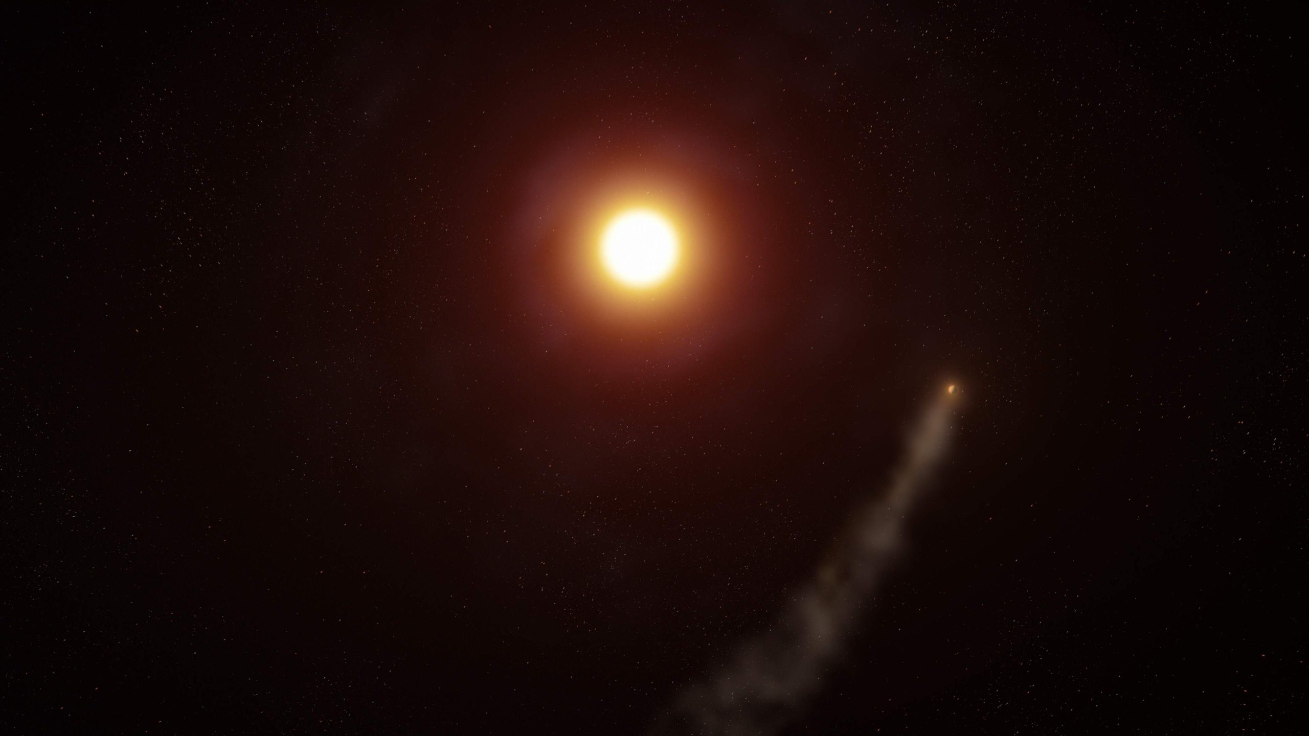 an artist's impression of exoplanet wasp-69b orbiting its host star. Credit: W. M. Keck Observatory/Adam Makarenko