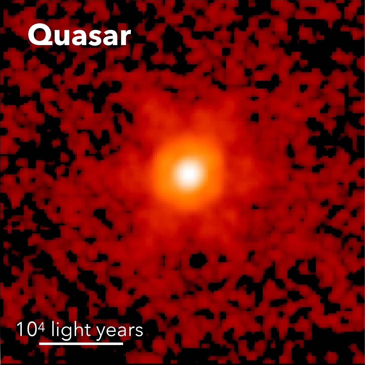 an infrared image of the quasar hsc j2236+0032 captured by jwst. Credit: Ding, Onoue, Silverman, et al.